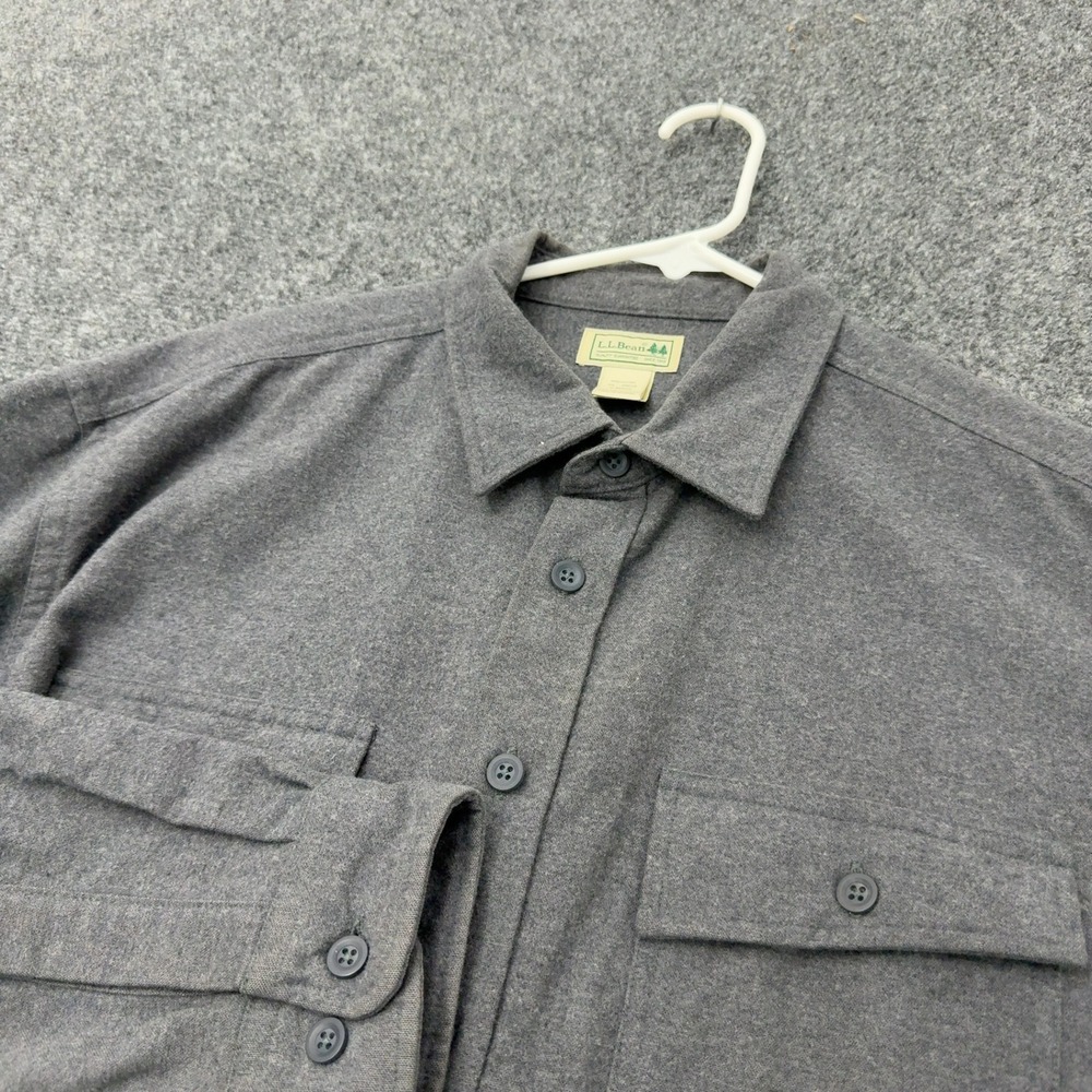 LL Bean Shirt Mens XL Gray Cotton Long Sleeve Button Down Outdoor Casual Style